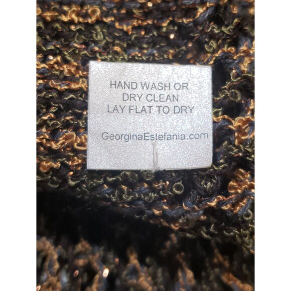 Georgina Estefania Green Tan Gold Button Up Shawl Shrug One Size - Picture 6 of 7